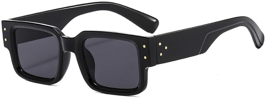 

Ретро квадратные женские двухцветные солнцезащитные очки с декоративными заклепками, защита от УФ-излучения UV400; модные мужские солнцезащитные очки с градиентным переходом цвета WNCKSQ, Black Grey