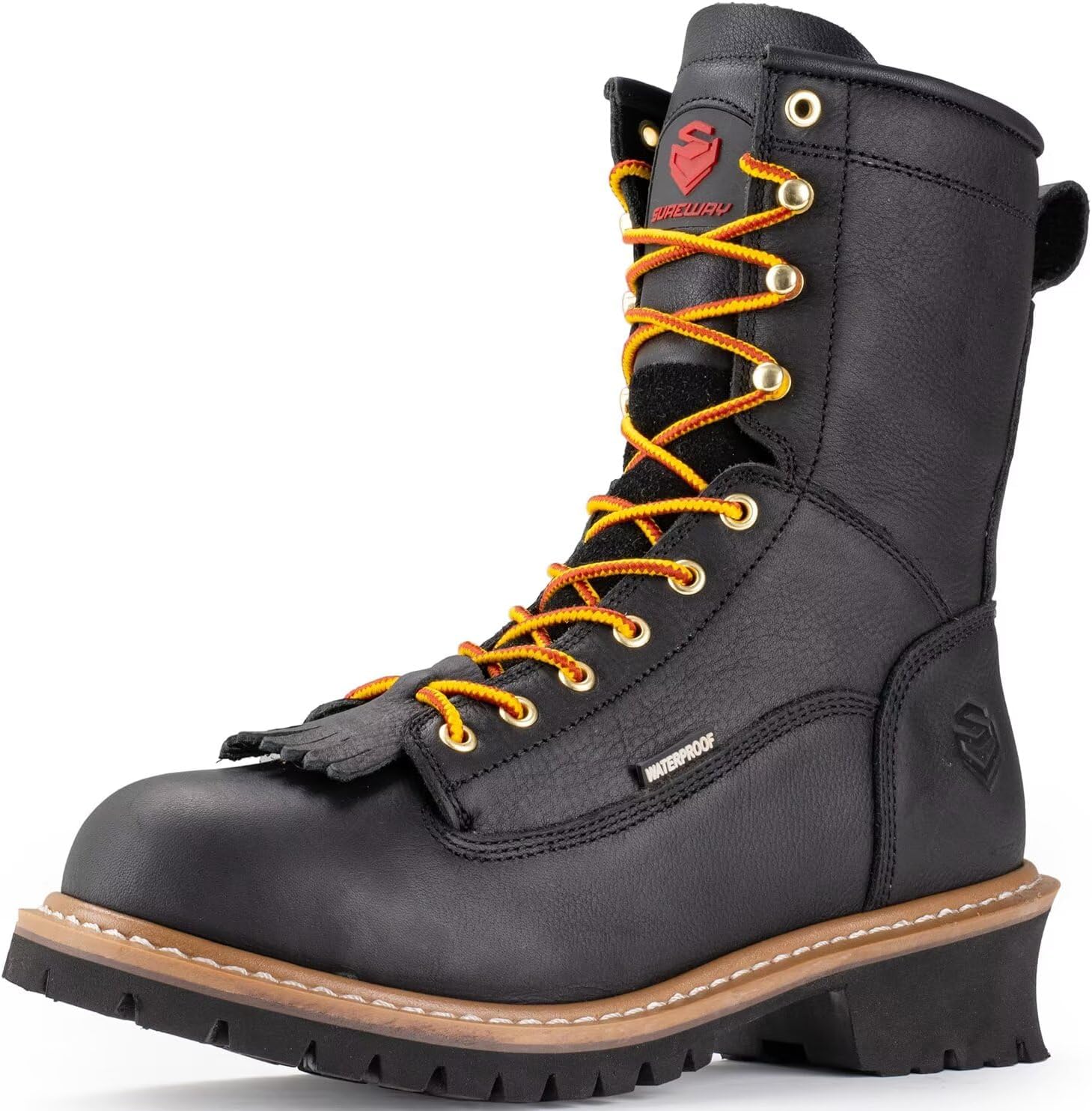 

Мужские ботинки SUREWAY 8 с водонепроницаемым стальным носком, повышенной устойчивостью к маслу и скольжению, из толстой цельной кожи, с клиновидной резиновой подошвой, сертифицированные по стандарту EH, черный/стальной
