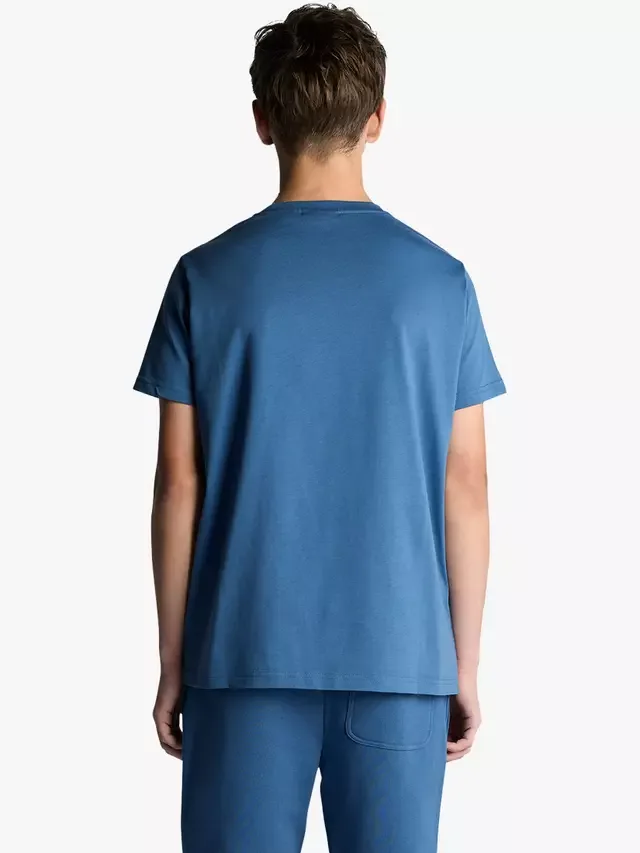 Детская однотонная футболка, темно-васильковый цвет Lyle & Scott — фото 2
