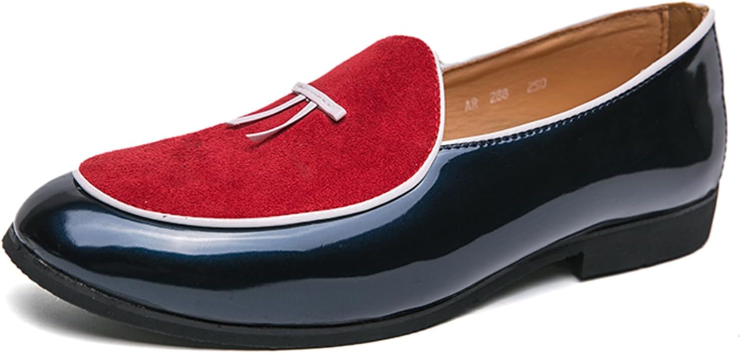 

Мужские лоферы Dacnakby двухцветные из лакированной кожи и красного замша, модные туфли на плоской подошве