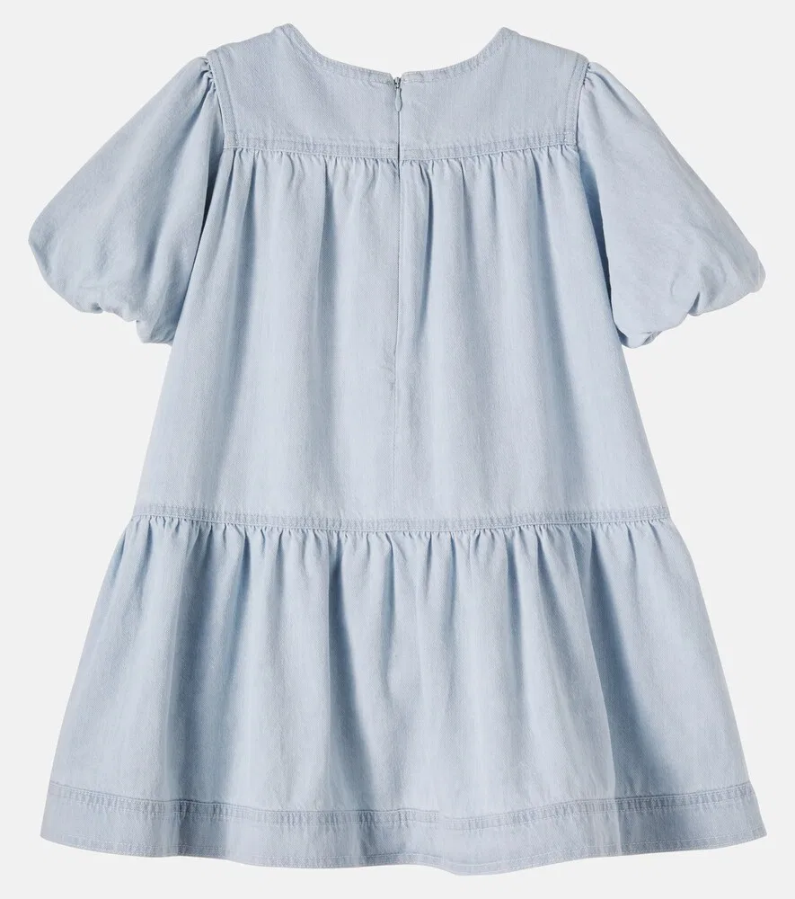 Джинсовое платье с оборками Chloé Kids, синий — фото 3