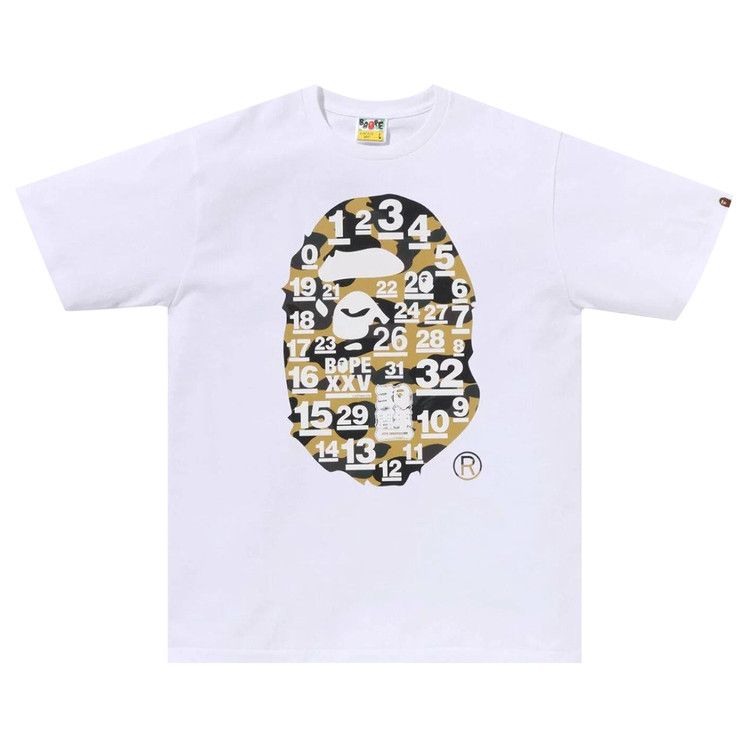 

Футболка BAPE A Bathing Ape 32nd Anniversary 1st Camo Big Ape Head Tee, White/Yellow