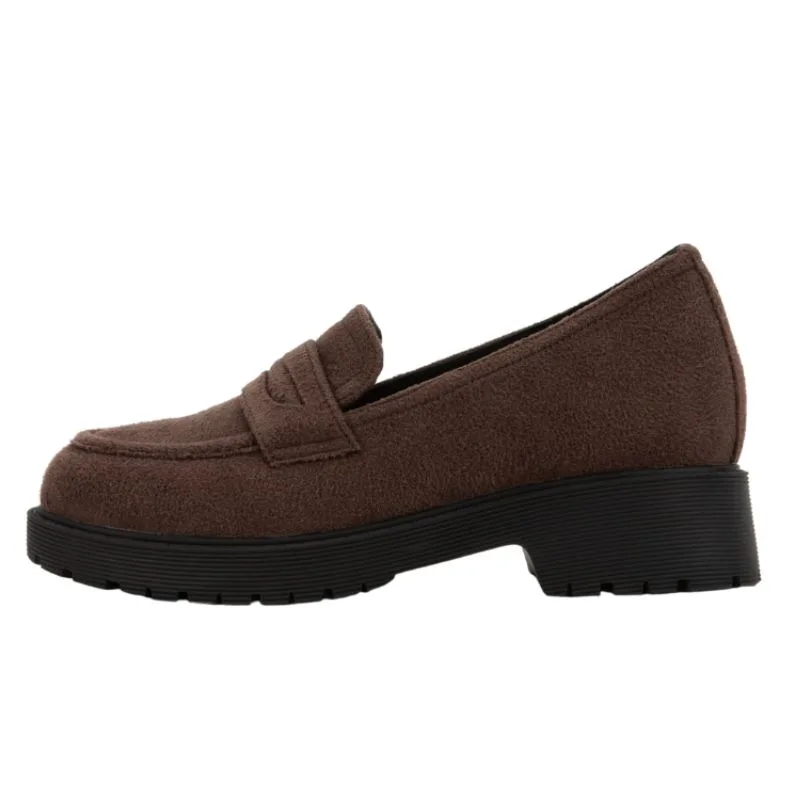 Мужские лоферы из искусственной замши на среднем каблуке 6CM DIFFERSHOE темно-коричневые