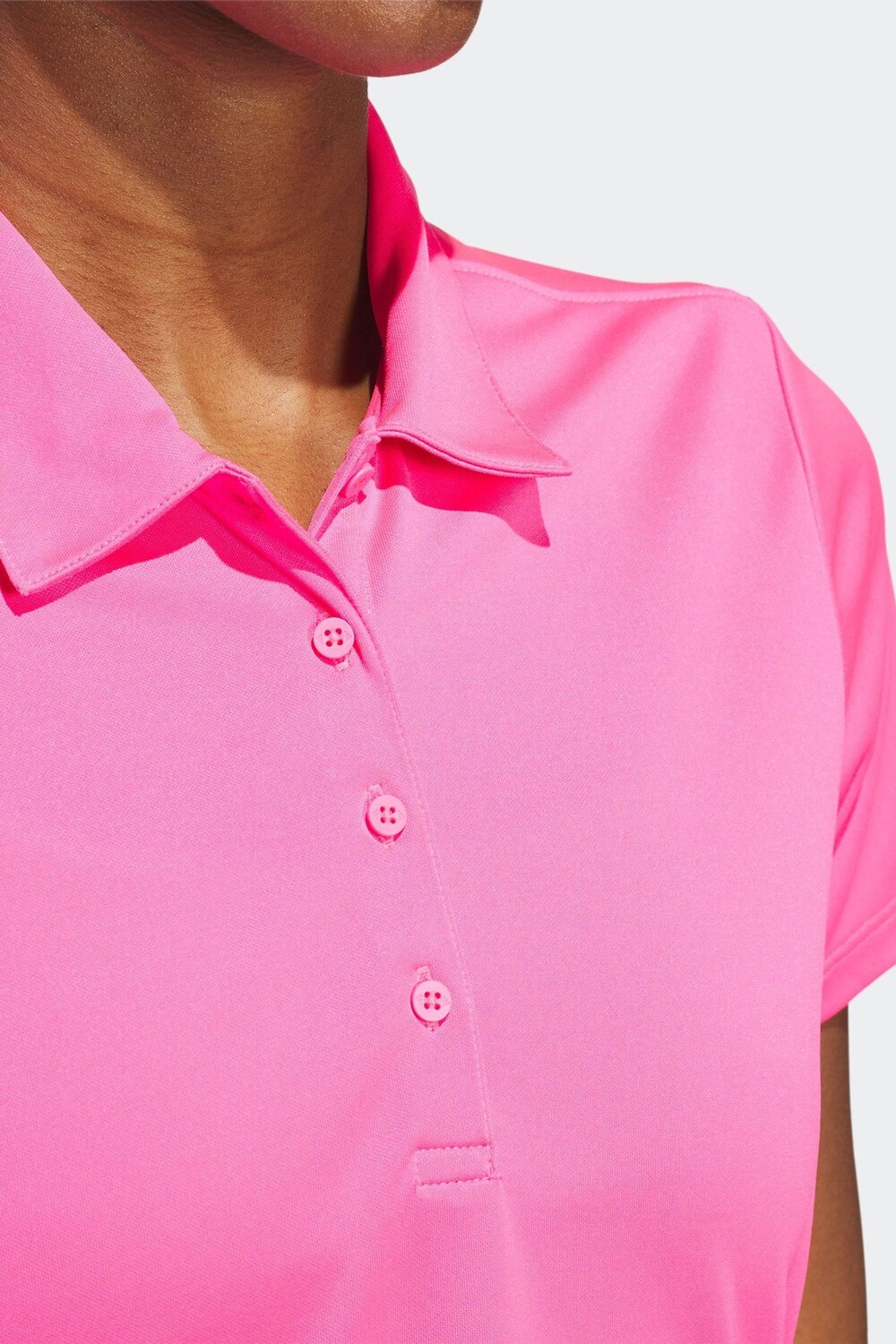 Однотонная женская рубашка-поло с короткими рукавами Adidas Golf, розовый — фото 4