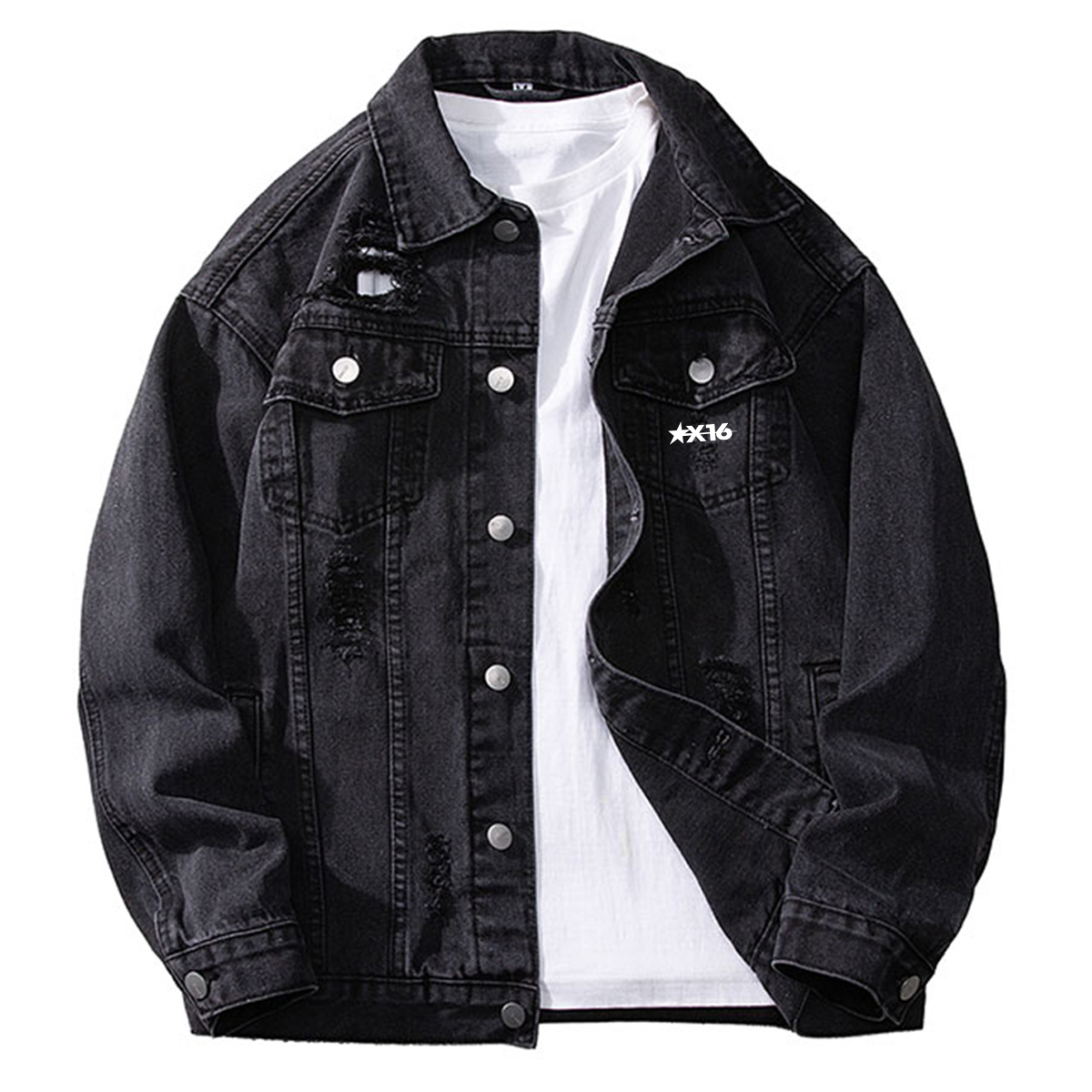 

Джинсовая куртка Unisex Lapel Moderate Others X1617, черный серый top