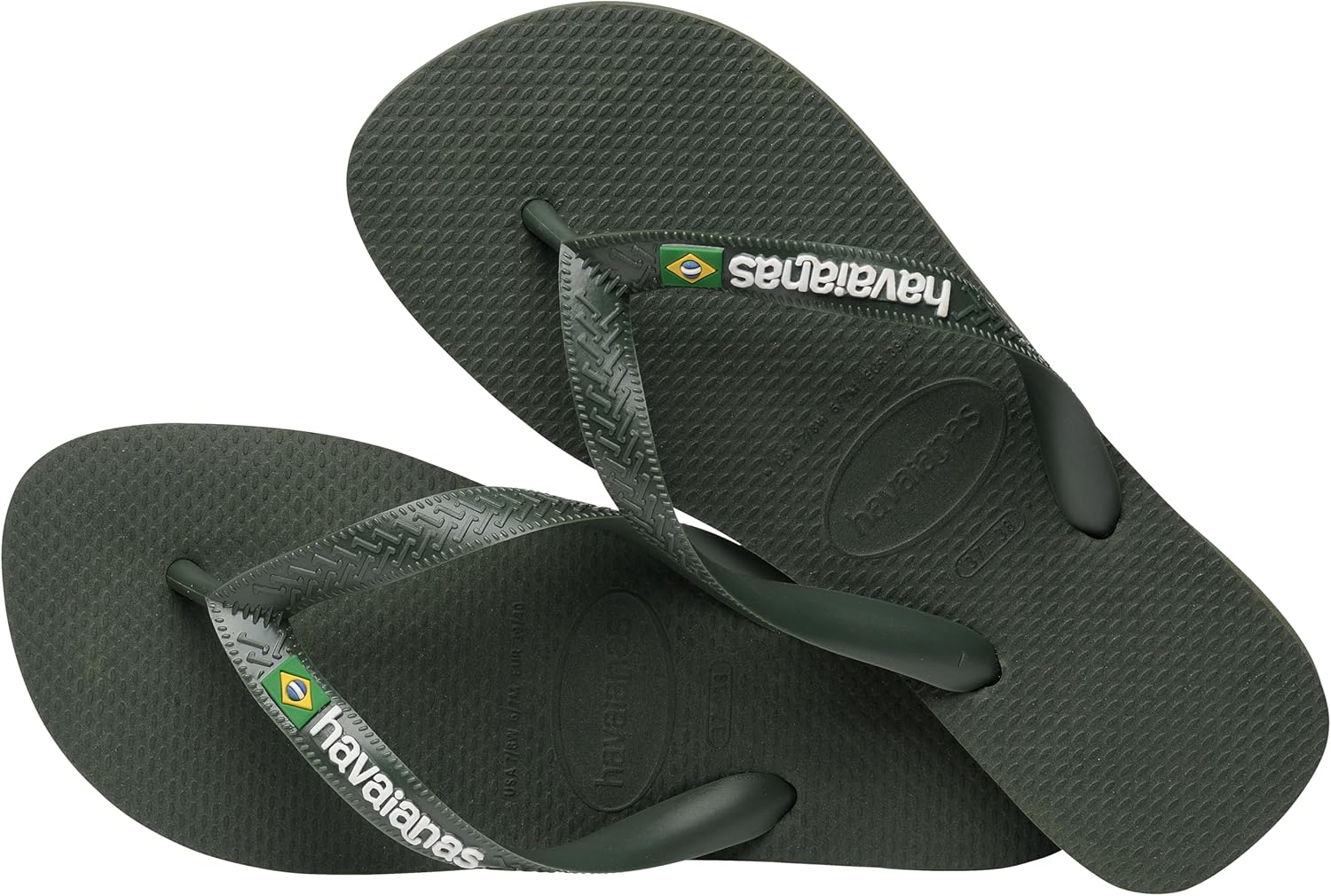 Havaianas - Top Brasil Logo, удобные, прочные и легкие шлепанцы, с противоскользящей подошвой, флаг Бразилии на ремешках, унисекс для взрослых, зеленый — фото 4