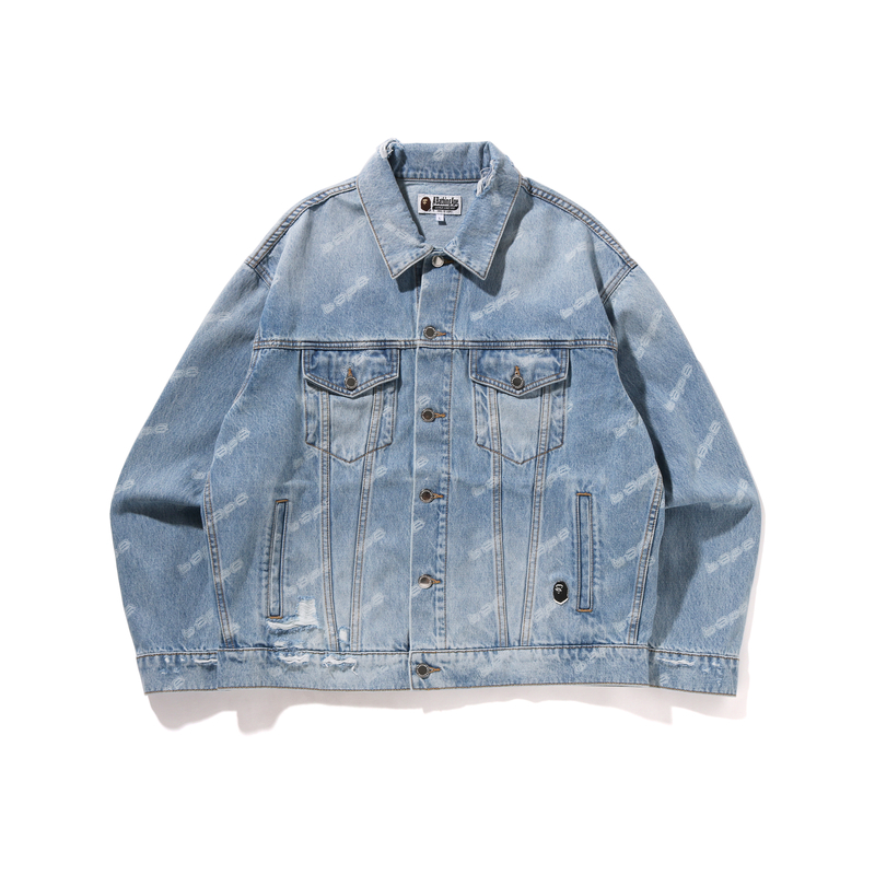 

A BATHING APE Джинсовая куртка с монограммой, Blue BLX