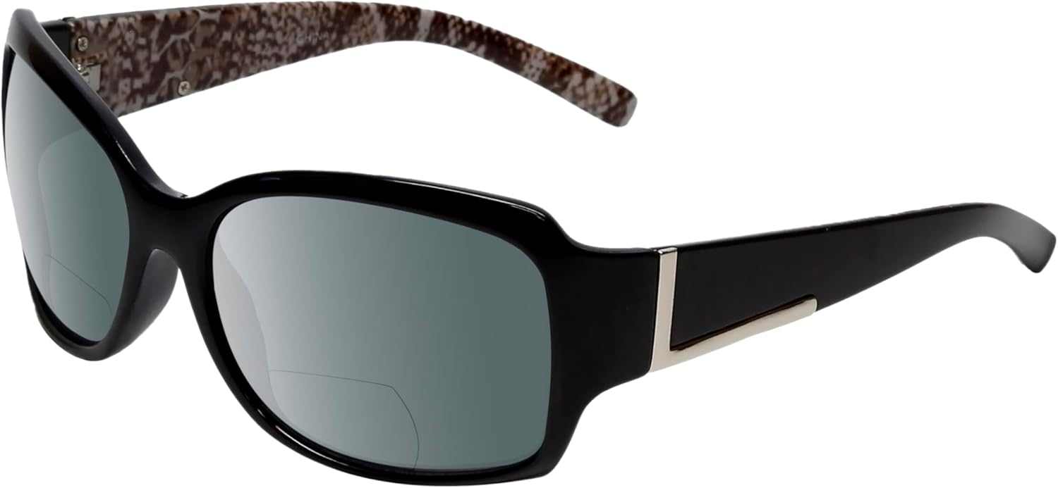 

Солнцезащитные очки для чтения Calabria RE3560BF-AP с бифокальными линзами, поляризованные или неполяризованные, женские, модные, Black Silver Snakeskin/Polarized Smoke Grey