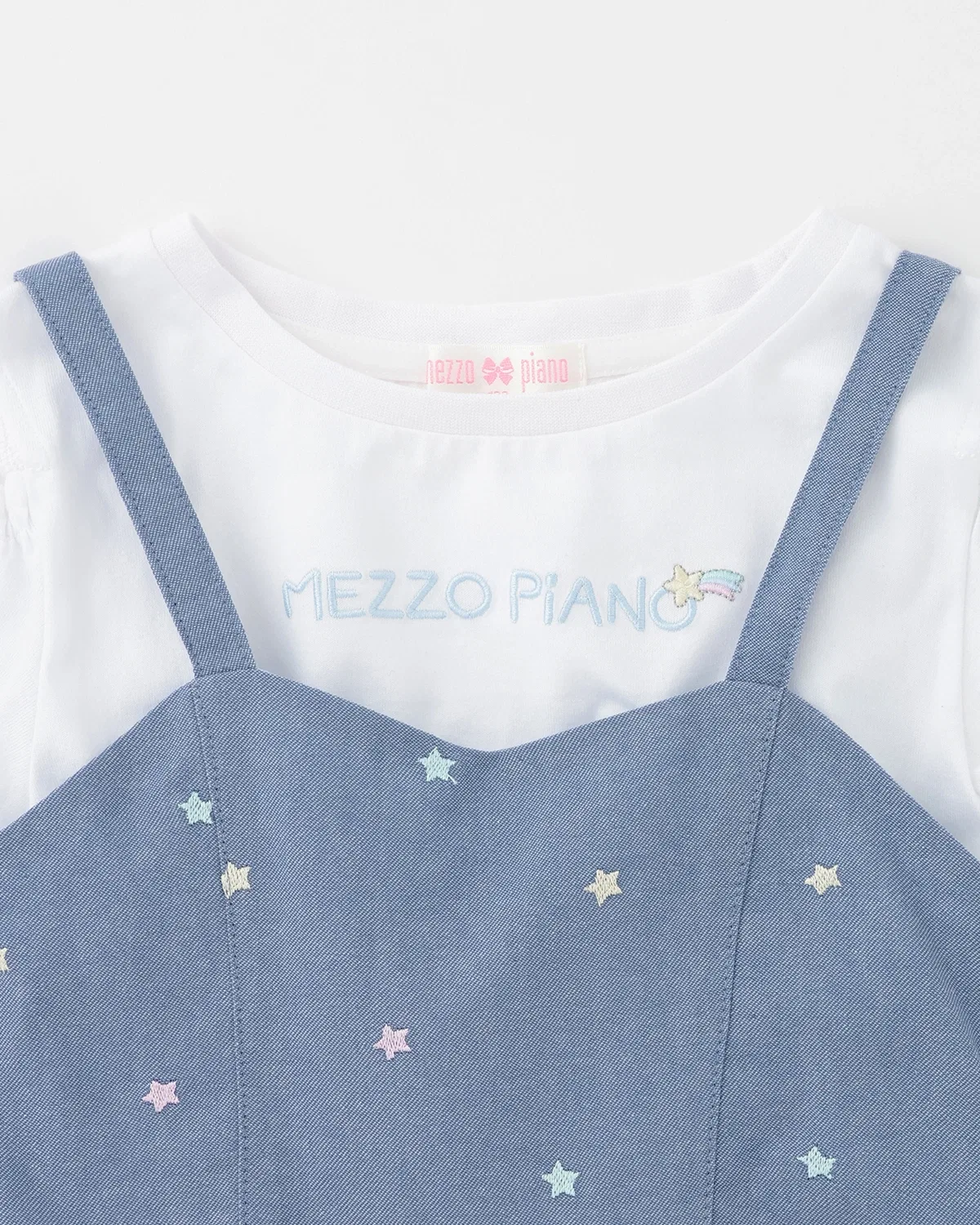 Детский комплект mezzo piano: футболка с открытыми плечами и сарафан со звездочками — фото 4