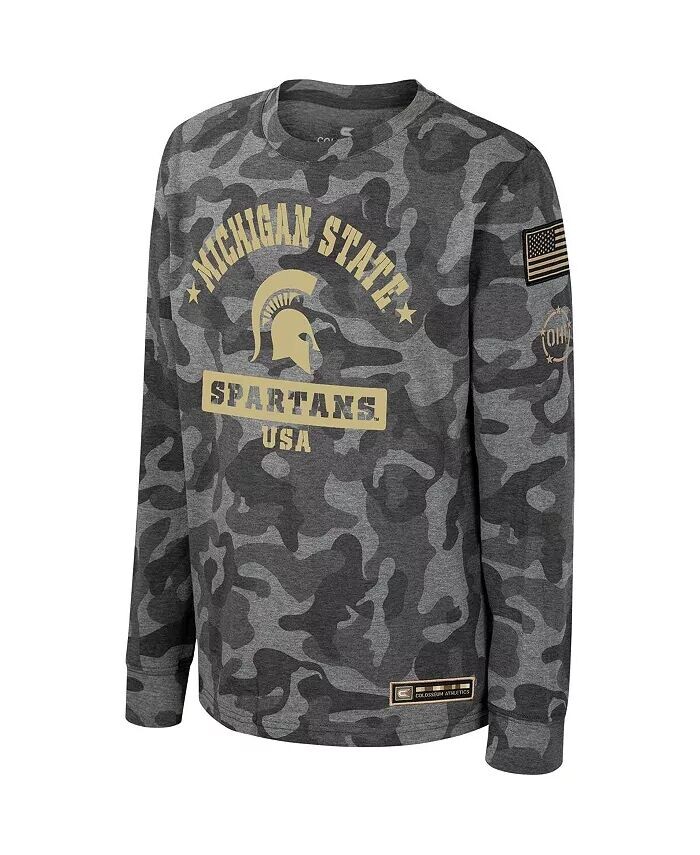 Футболка с длинным рукавом и принтом «Темная звезда» в стиле милитари Big Boys Camo Michigan State Spartans OHT Colosseum — фото 3