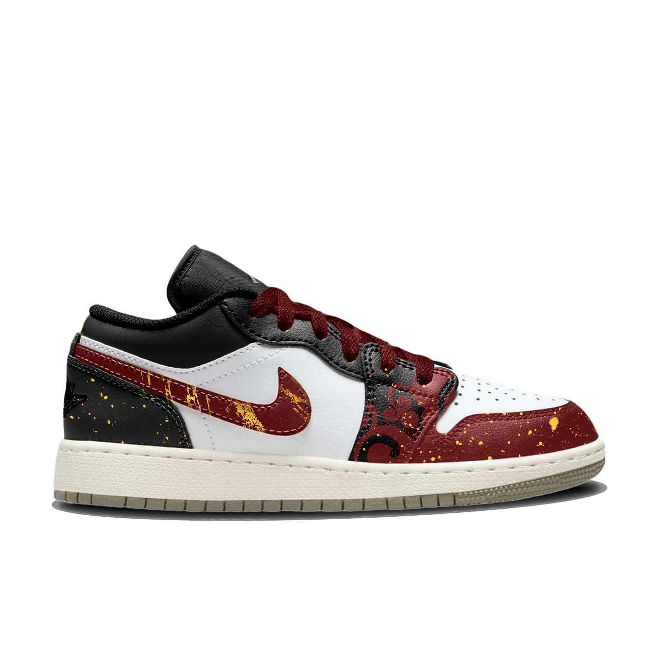 Jordan Air 1 Fiery Swift Shadow Slip Resistant Abrasion Resistant низкие детские баскетбольные кроссовки Black Red — фото 3
