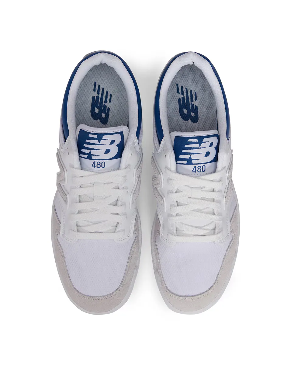 Кожаные повседневные кроссовки унисекс Retro Basket 480 New Balance, белый/синий — фото 3