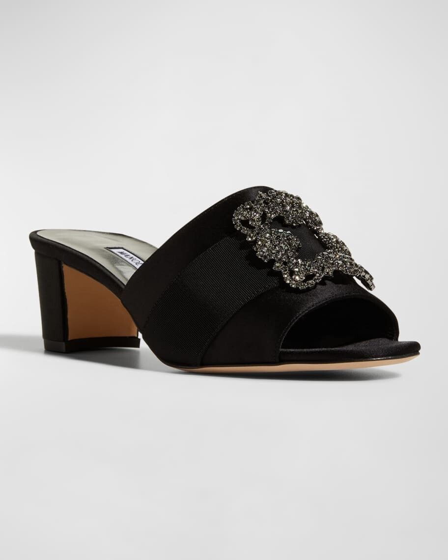 Шелковые сандалии Marta с пряжкой с кристаллами Manolo Blahnik — фото 4