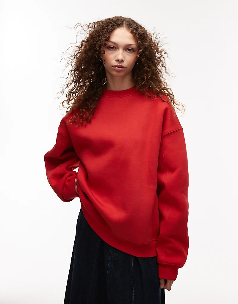 

Толстовка с отделкой швами красного цвета Topshop