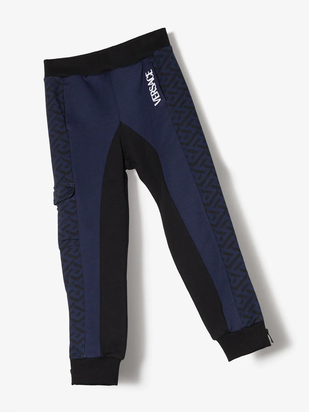 Спортивные брюки с узором Greca Versace Kids, синий — фото 2