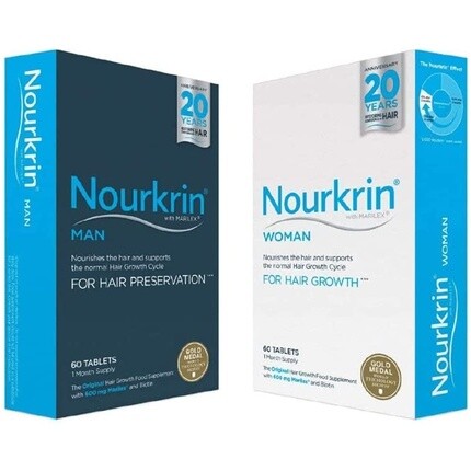 

Nourkrin для женщин 60 таблеток + Nourkrin для мужчин 60 таблеток Pharma Medico