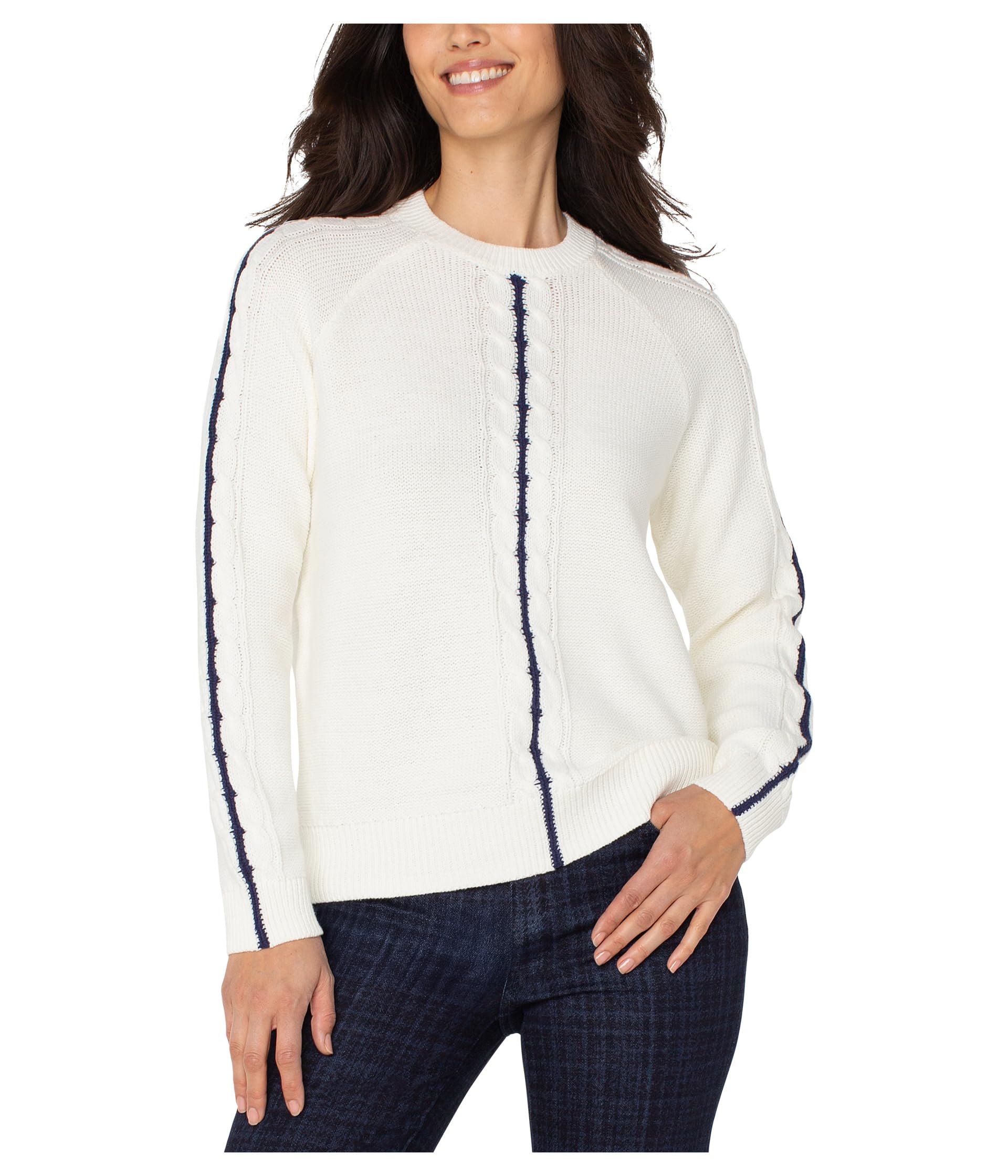

Свитер Liverpool Los Angeles Long Sleeve Crew Neck Raglan Sweater, цвет Whisper White/ Navy