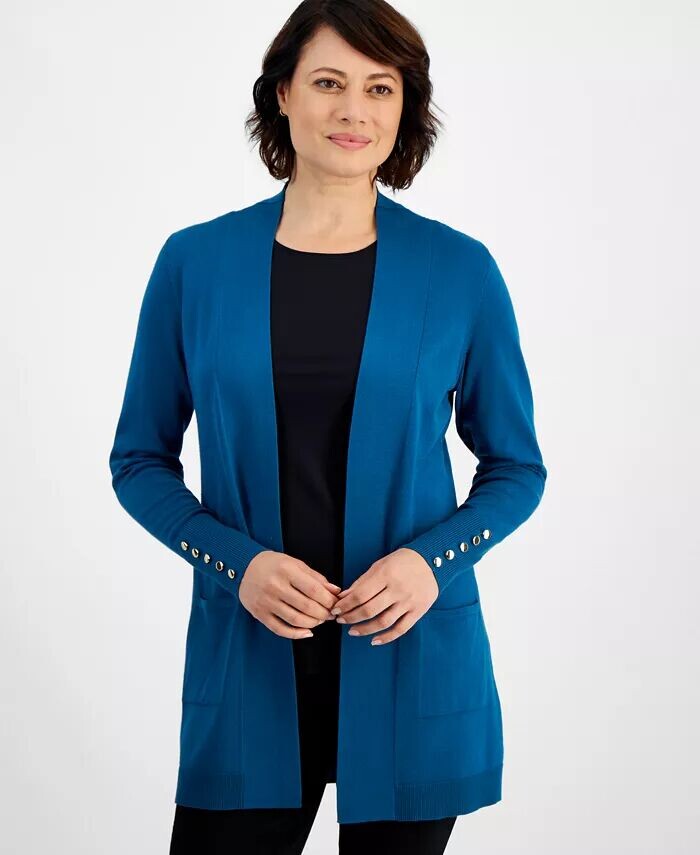 

Женский кардиган с отстегивающимися рукавами на пуговицах, XS-4X JM Collection, синий