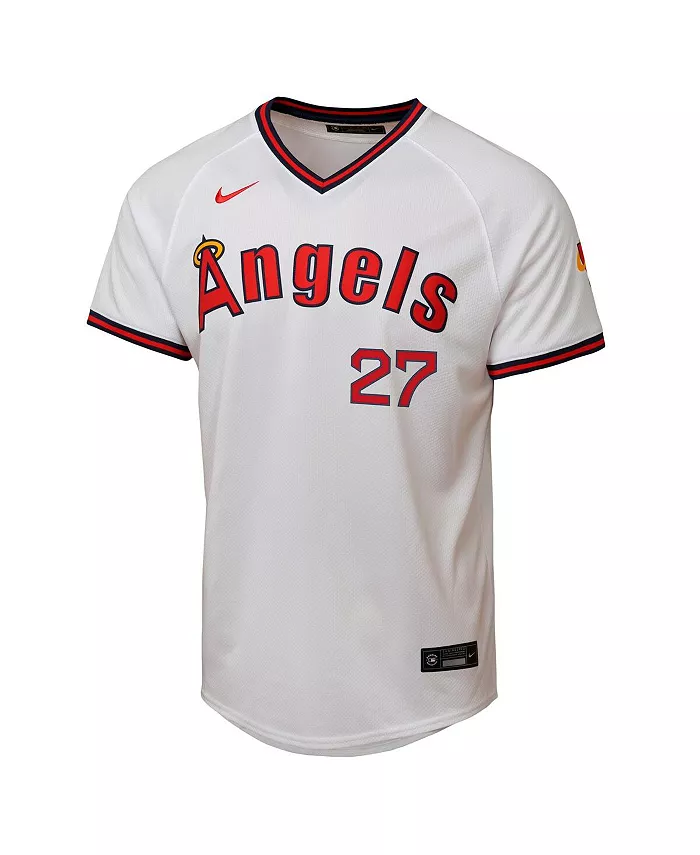 Футболка для мальчиков и девочек Mike Trout белая Los Angeles Angels Alternate 2 Limited Player Nike — фото 2