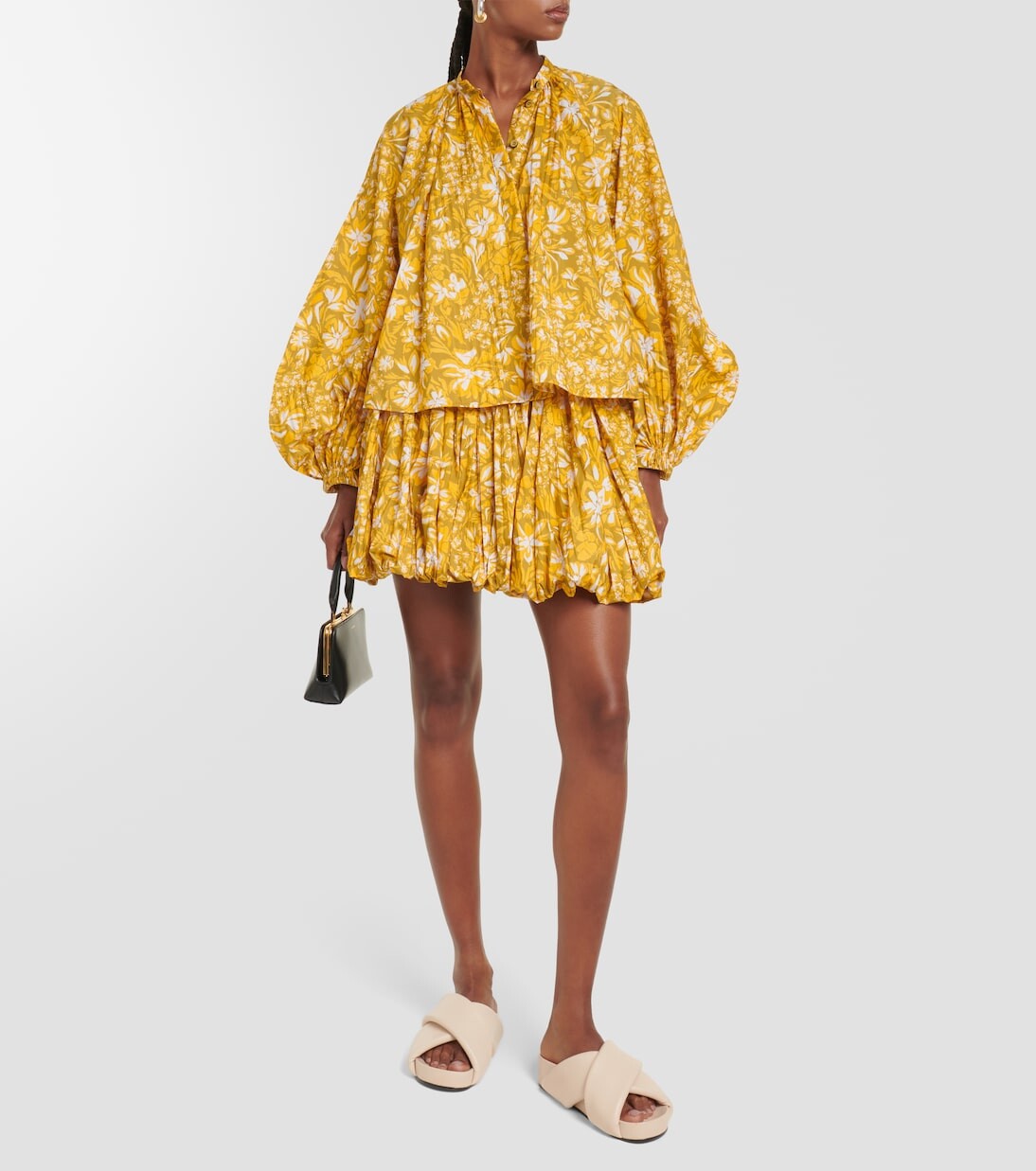 Блузка с пышными рукавами и цветочным принтом Jil Sander, мультиколор — фото 2