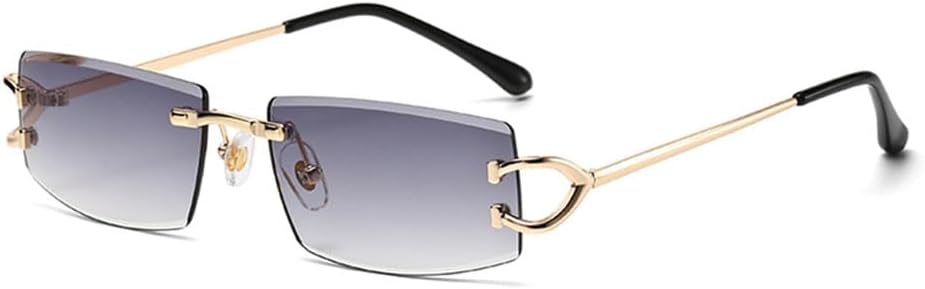 

Солнцезащитные очки без оправы для женщин, металлические солнцезащитные очки для мужчин, защита от УФ-излучения UV400, женские солнцезащитные очки VFDHN, Gold With Gray