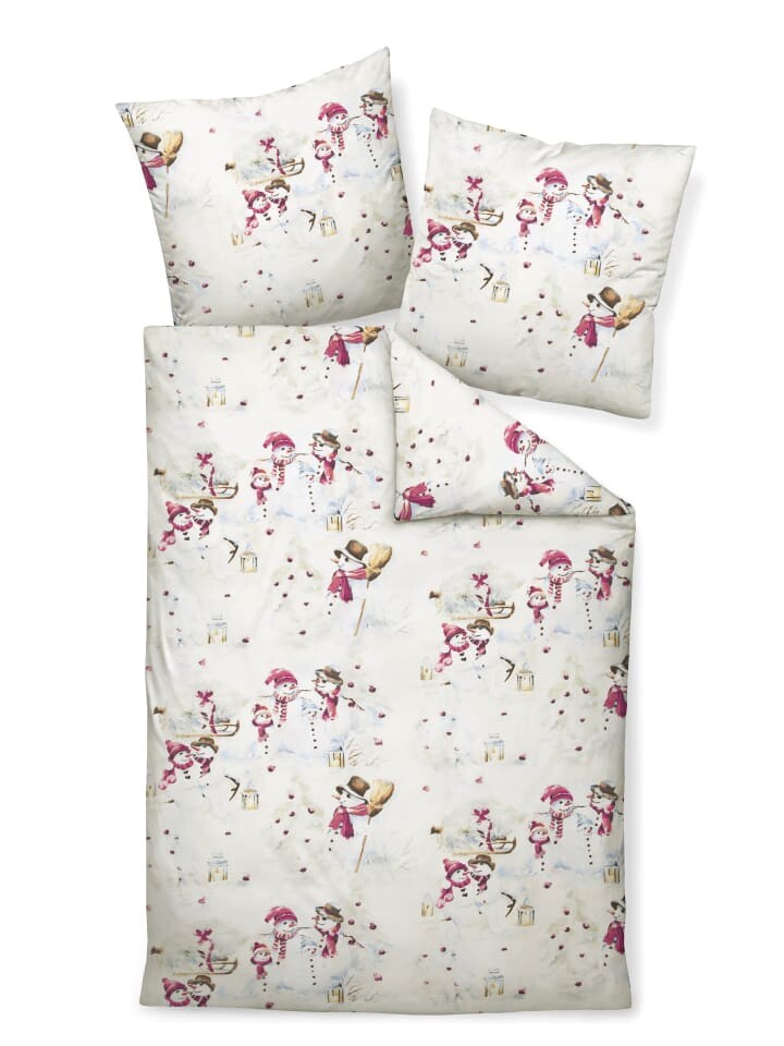 

Постельное белье Traumschloss Premium Flanell Schneemänner Winter, белый