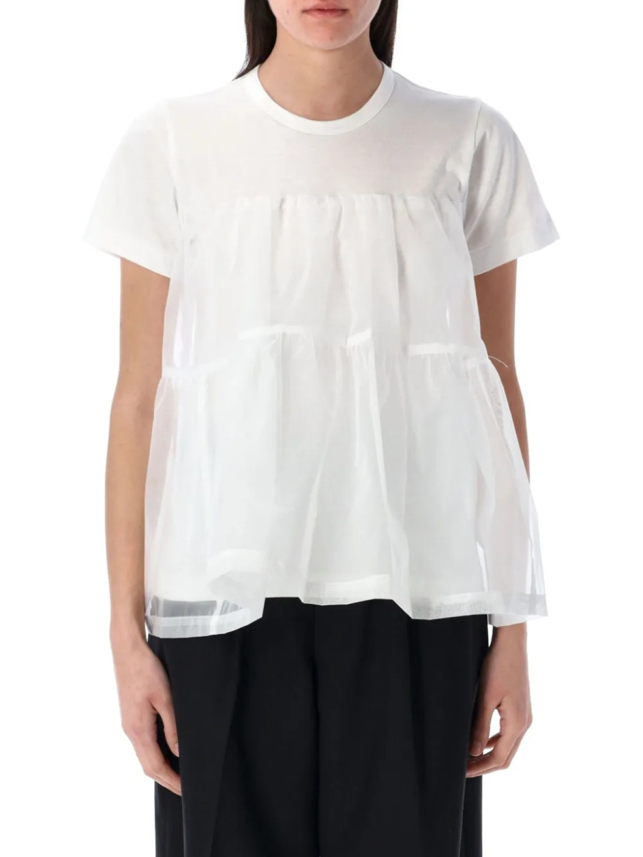 

Футболка с тюлевыми вставками Comme Des Garçons Girl, белый