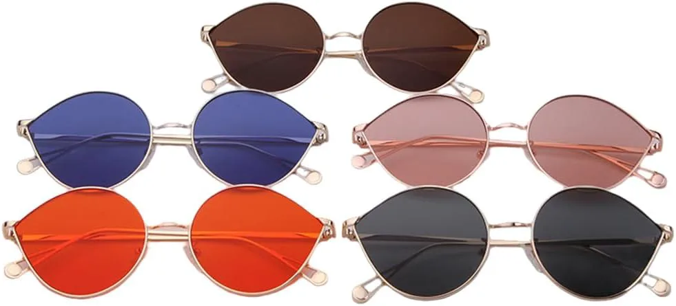 

Модные овальные солнцезащитные очки для женщин и мужчин, роскошные винтажные очки в оправе из сплава с каплевидными линзами и оправой «кошачий глаз» HVTVTLA, C1