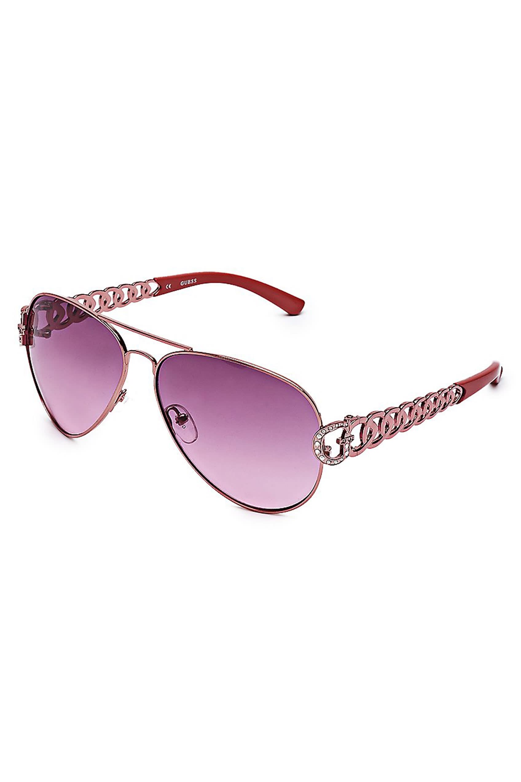 

Солнцезащитные очки-авиаторы Chain-Link Guess Factory, розовый