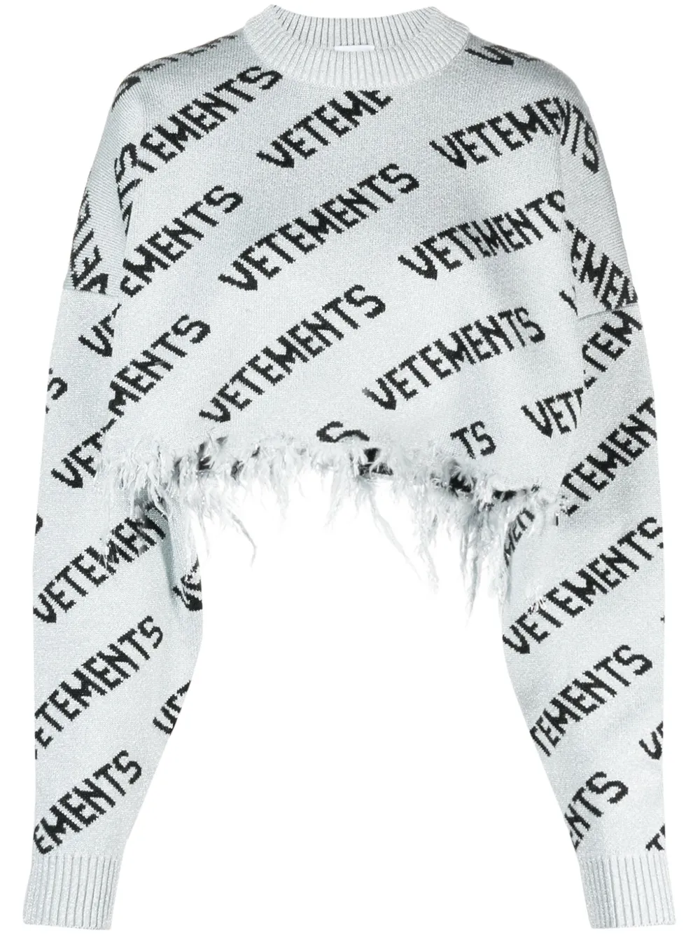 

Джемпер вязки интарсия с бахромой VETEMENTS, серебяный
