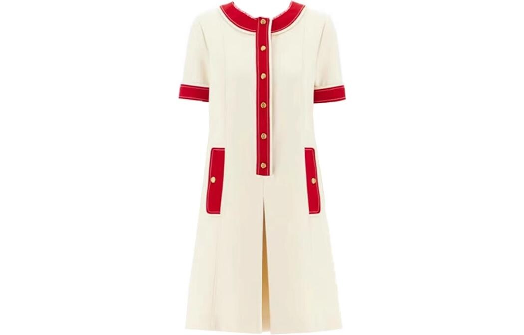 Платье женское Gucci с короткими рукавами, классический крой, белый