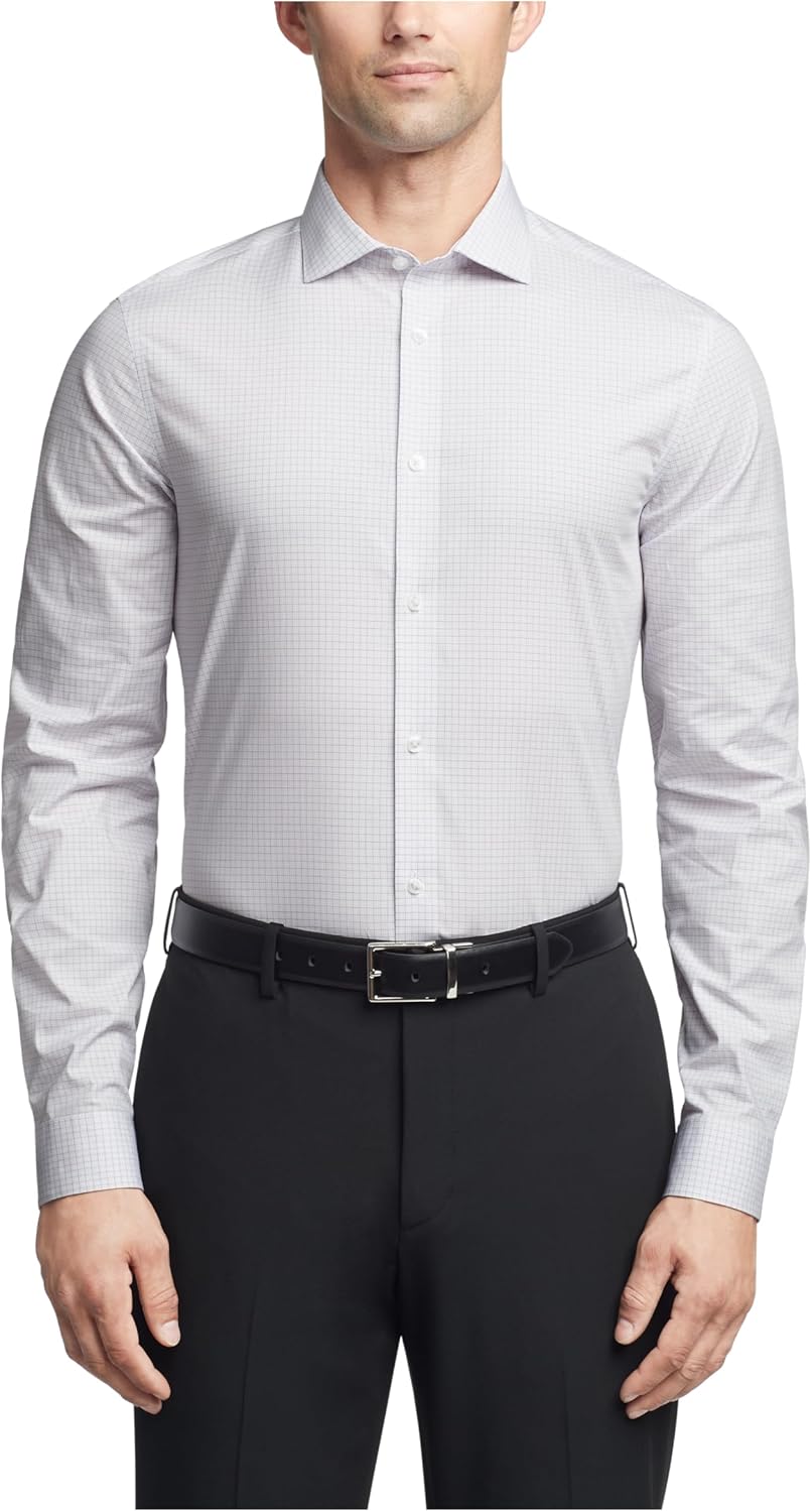 

Мужская рубашка Calvin Klein, не требующая глажки, эластичная, приталенная, в клетку, Purple