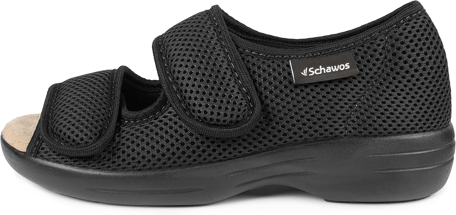 Сандалии SCHAWOS Stretch 06, для мужчин и женщин, ортопедические, для отекших ног, для пожилых, черный — фото 2