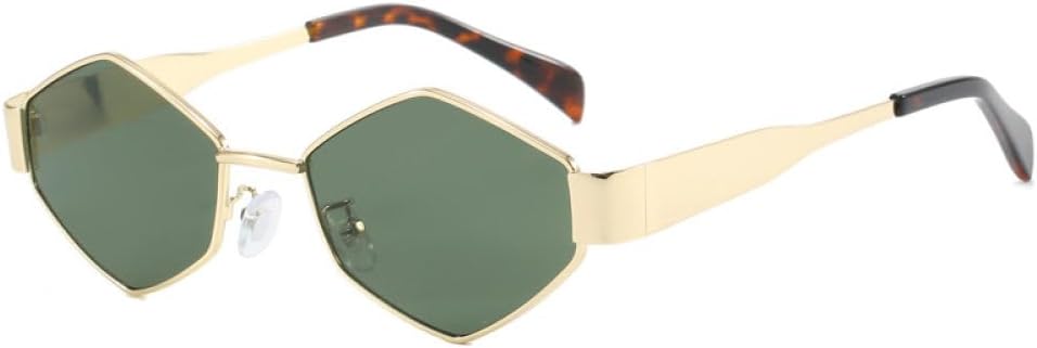 

Модные женские солнцезащитные очки в форме ромба, роскошная металлическая оправа, женские солнцезащитные очки неправильной формы в винтажном стиле, маленькие, с защитой от УФ-излучения UV400 generic, Gold Green