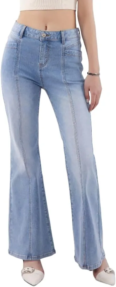 

XYGJZ женские джинсы мид-уэйст с расклешенным низом