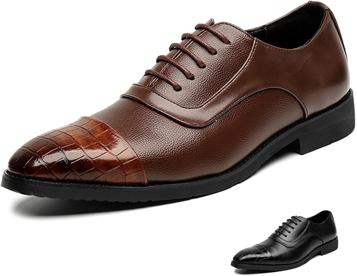 

Мужские оксфорды с закрытым мыском, с отделкой принтом, кожаные, на шнуровке, низкие, деловые формальные и повседневные дерби-оксфорды Ptnoka, коричневый