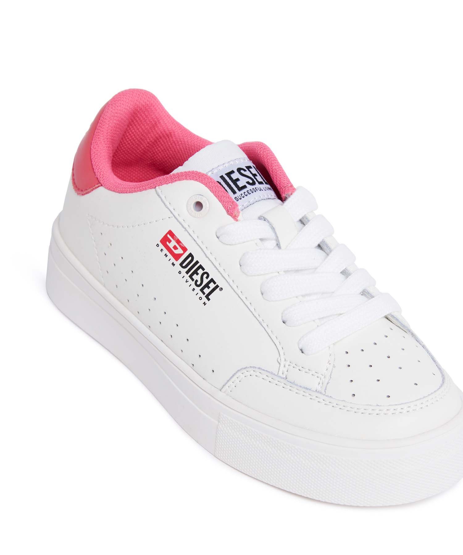 Детские кроссовки с одним фирменным логотипом. Diesel, white — фото 4