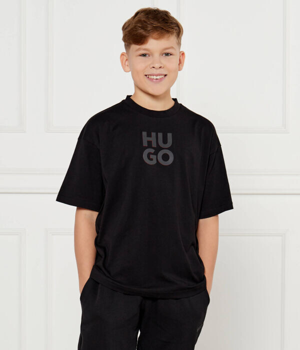

Футболка детская Hugo Kids хлопковая однотонная, черный