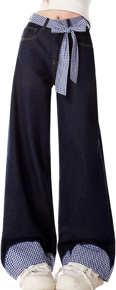 

Джинсы High Waisted Straight Leg с бантом и шнурком kakarin choyx