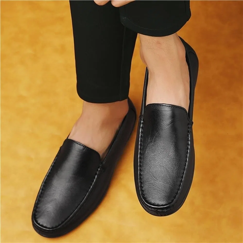 Мокасины Leather Loafers Slip-On Breathable Black DHFIRUFSHLO — фото 2