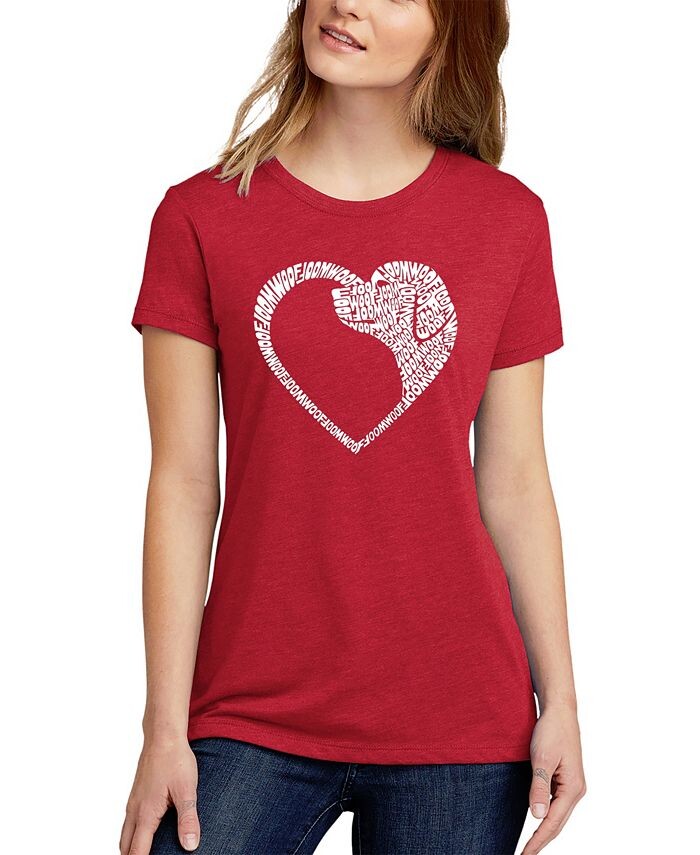 

Женская футболка с коротким рукавом Dog Heart Premium Blend Word Art LA Pop Art, красный
