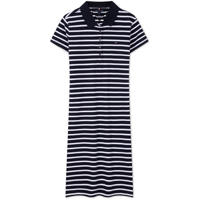 

Tommy Hilfiger Женское платье с коротким рукавом в черно-белую полоску