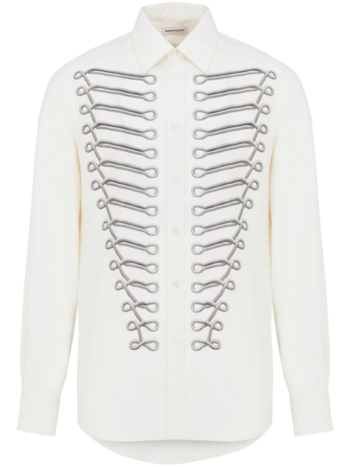 

Alexander McQueen шелковая рубашка Frogging, белый