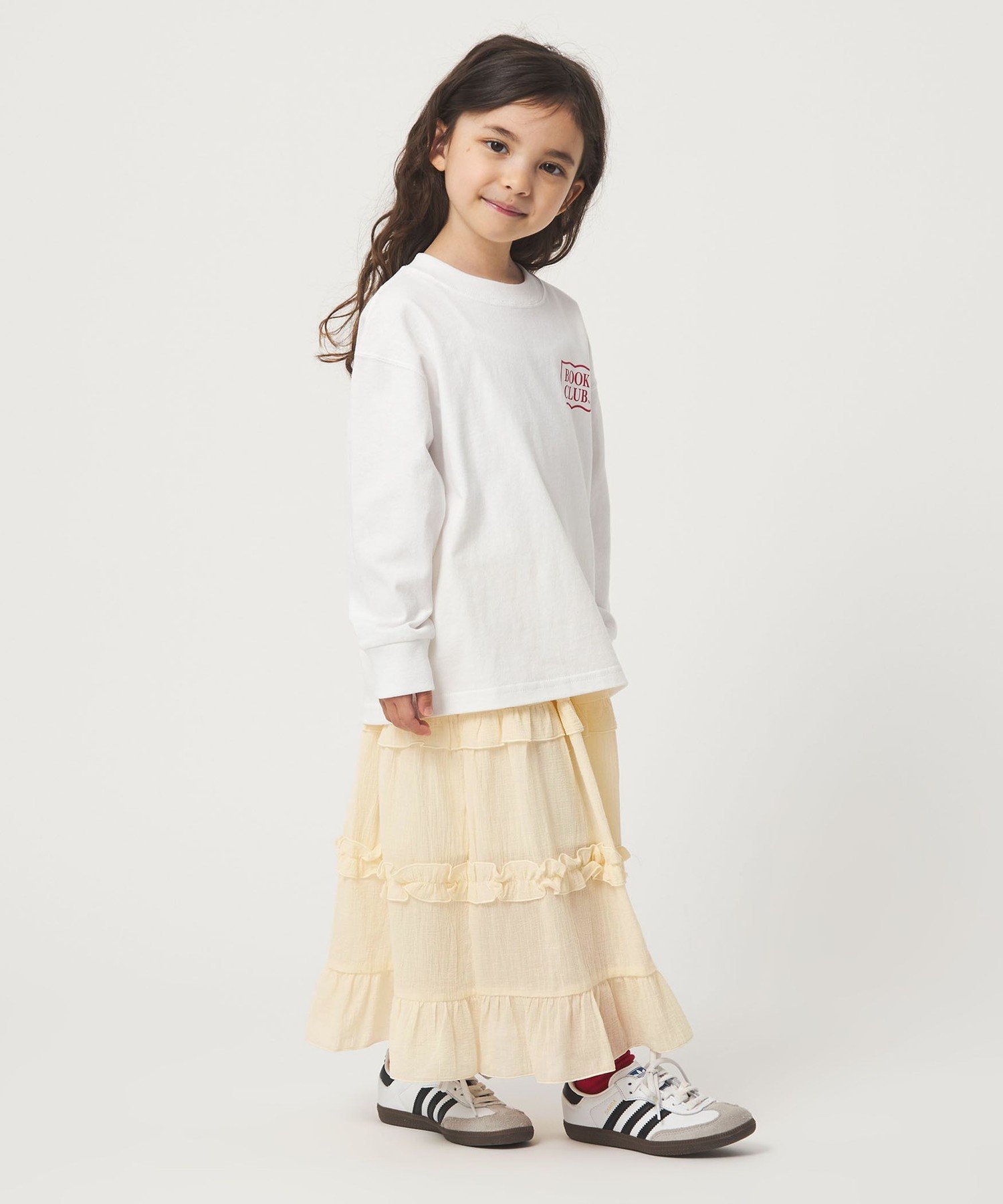 Длинная юбка с оборками «Ива» / Детская 110-130 см UNITED ARROWS green label relaxing, OFF WHITE — фото 3