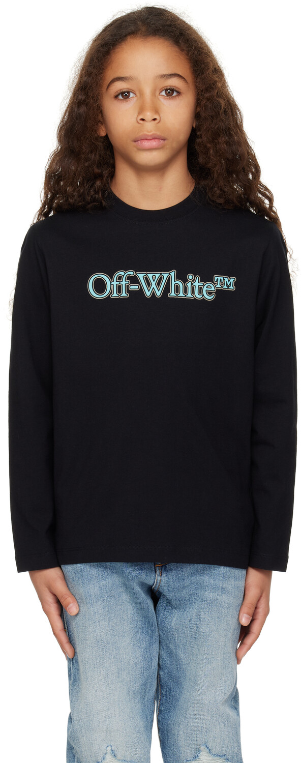 

Детская черная футболка с длинными рукавами Big Bookish Off-White