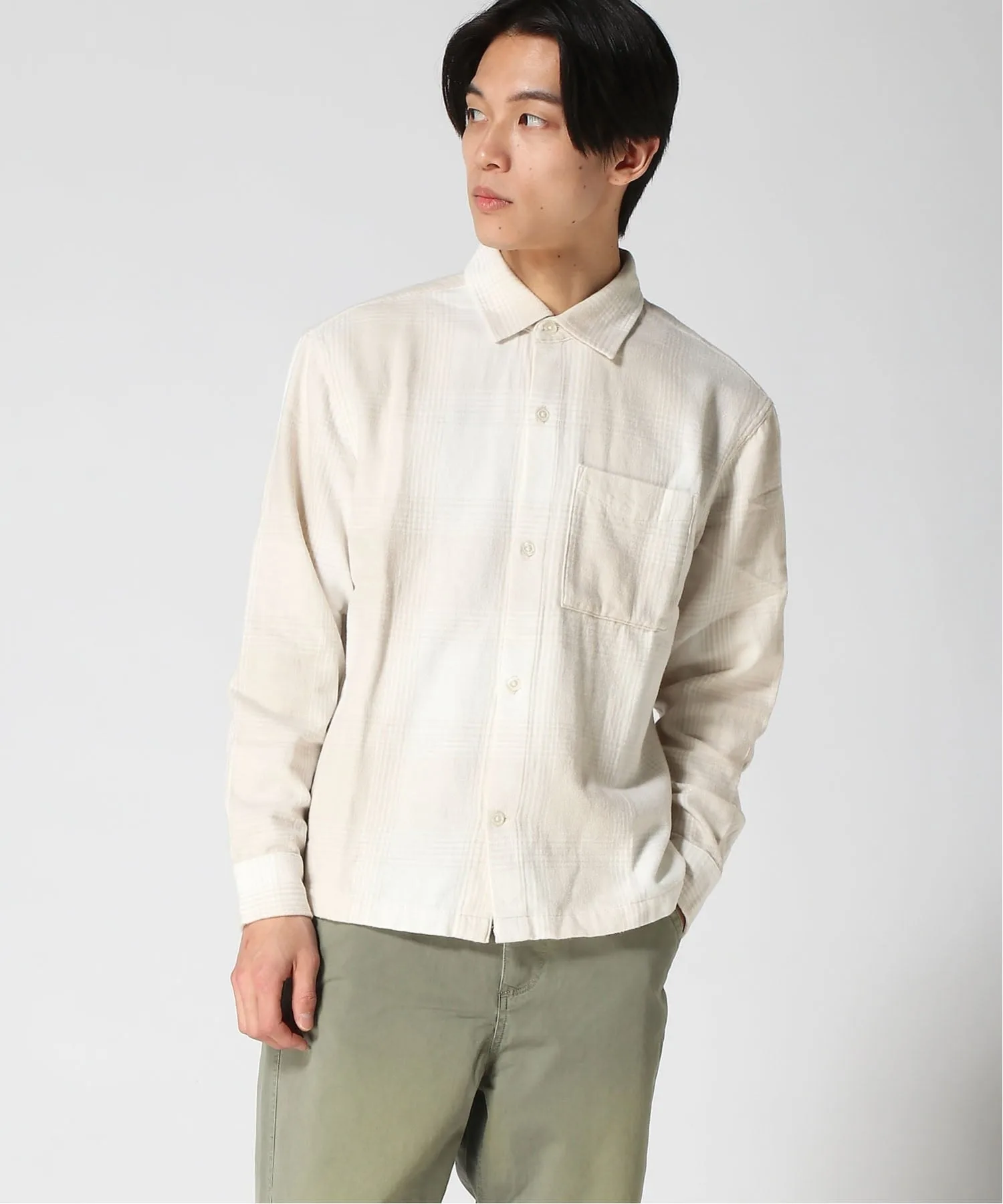 (U) Фланелевая рубашка свободного кроя GAP, WHITE_PLAID — фото 4