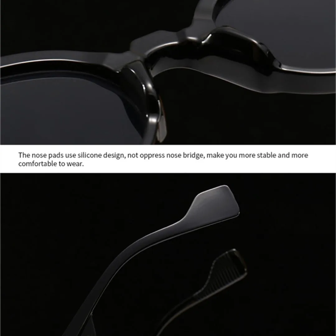 

Ретро круглые солнцезащитные очки для женщин и мужчин с защитой от УФ-излучения UV400, в стиле панк, с заклепками, градиентной защитой UV400 UATXTAU, Black Gray