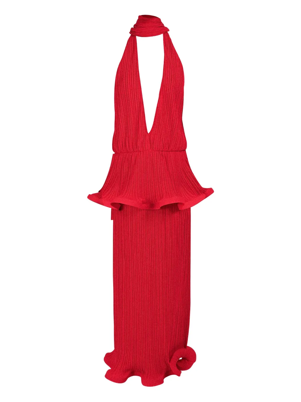 

Плиссированное платье с глубоким вырезом Rowen Rose, красный