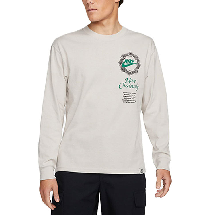 Футболка Men's Nike Sportswear Alphabet Printing Long Sleeves Autumn Light Bone T-Shirt DN5141-072 — фото 4