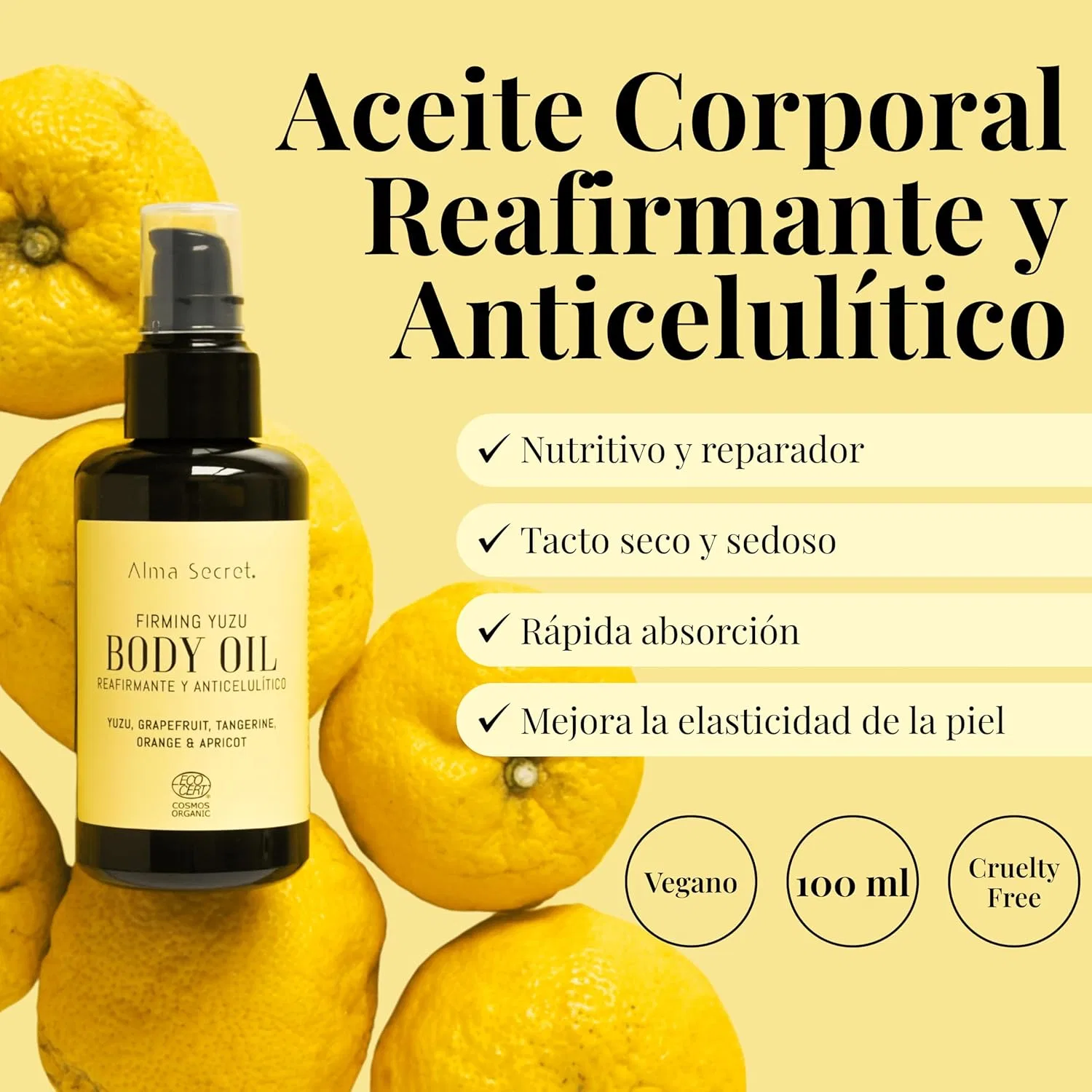 Укрепляющее масло для тела «YUZU Body Oil» от Ecocert Cosmos Organic, 100 мл Alma Secret — фото 3